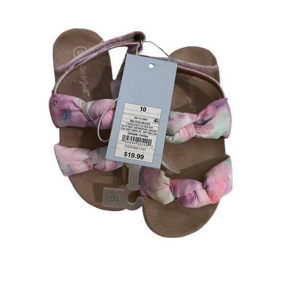 Girl's Cat & Jack Pink Tie Dye Knot Sandals-Size 10- NEW - Picture 2 of 5